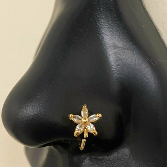 Flower Nose Hoop Surgical Steel Made Of Surgical Stainless Steel Hypoallergenic - Picture 2 of 4